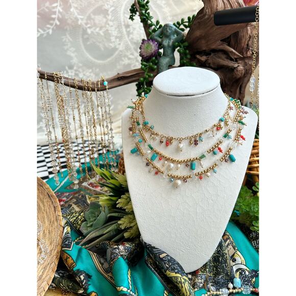 Turquoise & pearl Mermaid coral reef shell jewelry - Picture 2 of 4